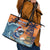 Cape Verde Christmas Leather Tote Bag Shark Surfing Holiday Beach Style - Wonder Print Shop