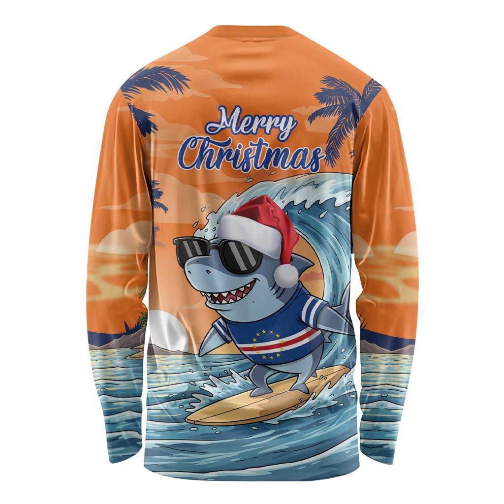 Cape Verde Christmas Long Sleeve Shirt Shark Surfing Holiday Beach Style - Wonder Print Shop