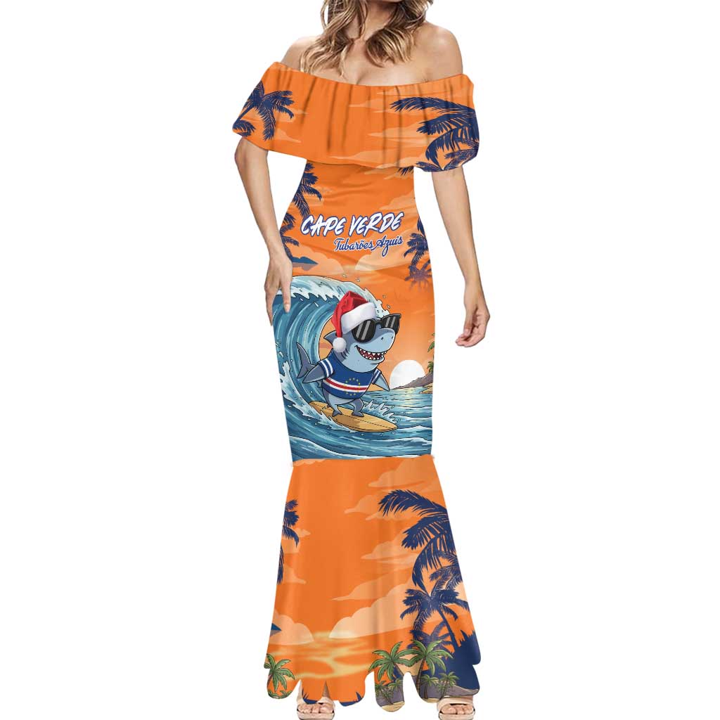Cape Verde Christmas Mermaid Dress Shark Surfing Holiday Beach Style - Wonder Print Shop