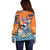 Cape Verde Christmas Off Shoulder Sweater Shark Surfing Holiday Beach Style - Wonder Print Shop
