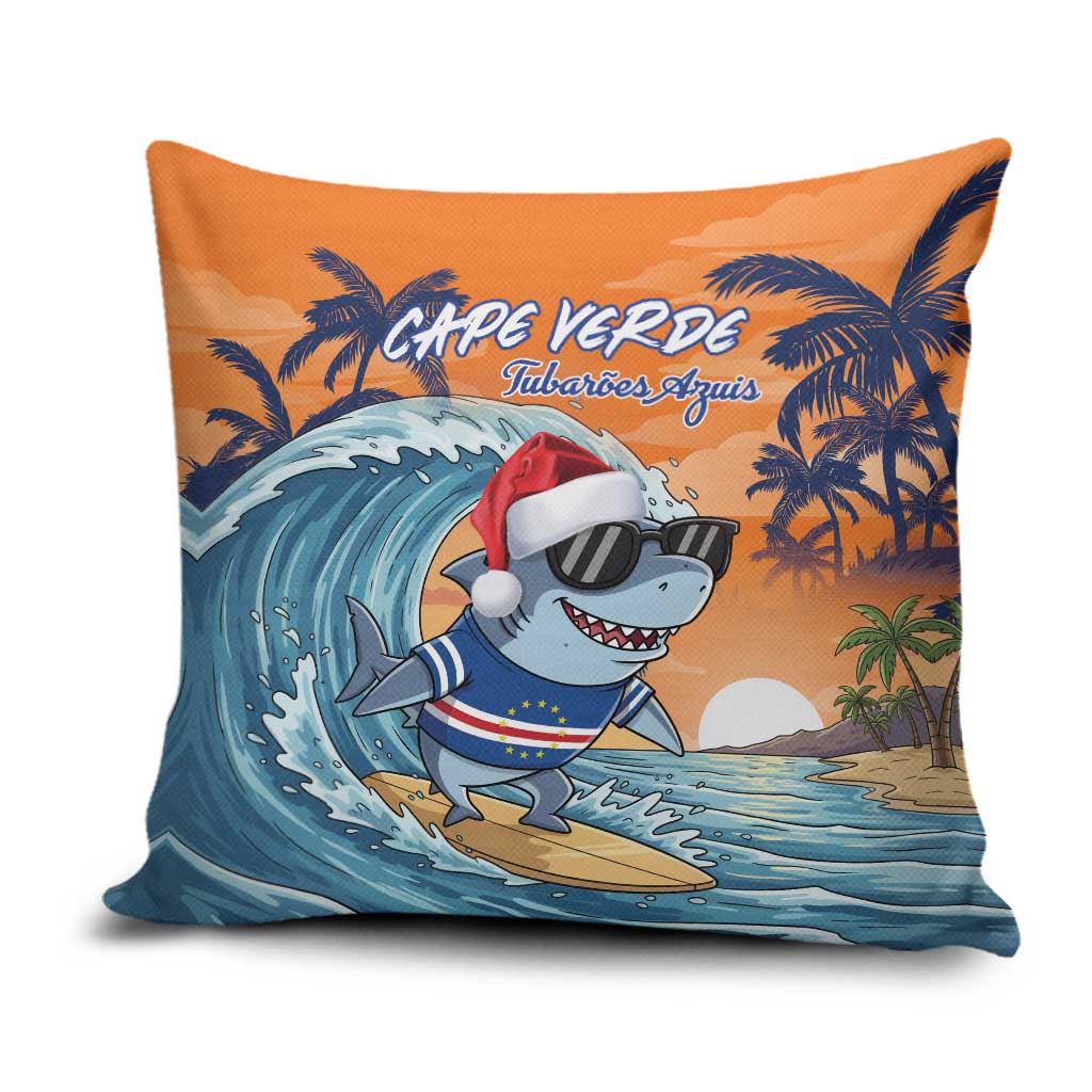 Cape Verde Christmas Pillow Cover Shark Surfing Holiday Beach Style - Wonder Print Shop