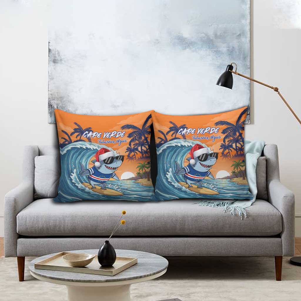 Cape Verde Christmas Pillow Cover Shark Surfing Holiday Beach Style - Wonder Print Shop