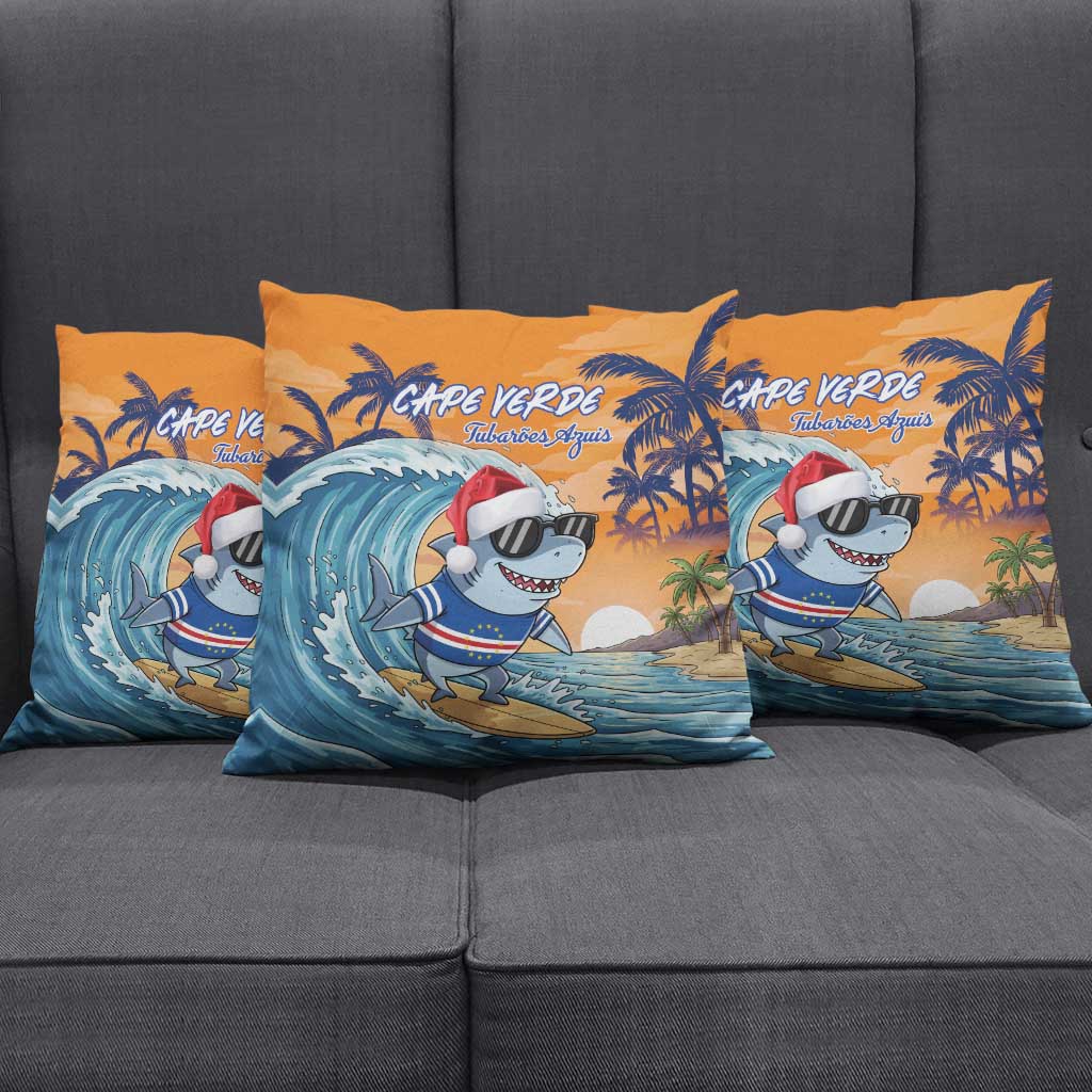 Cape Verde Christmas Pillow Cover Shark Surfing Holiday Beach Style - Wonder Print Shop