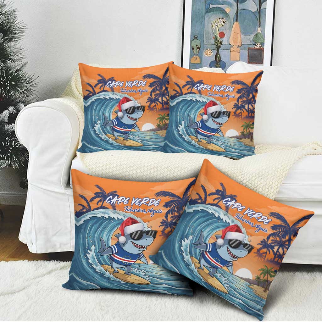 Cape Verde Christmas Pillow Cover Shark Surfing Holiday Beach Style - Wonder Print Shop