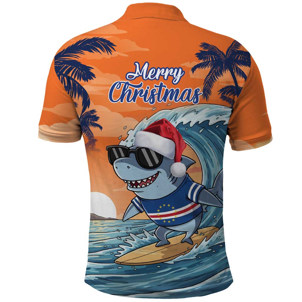Cape Verde Christmas Polo Shirt Shark Surfing Holiday Beach Style - Wonder Print Shop