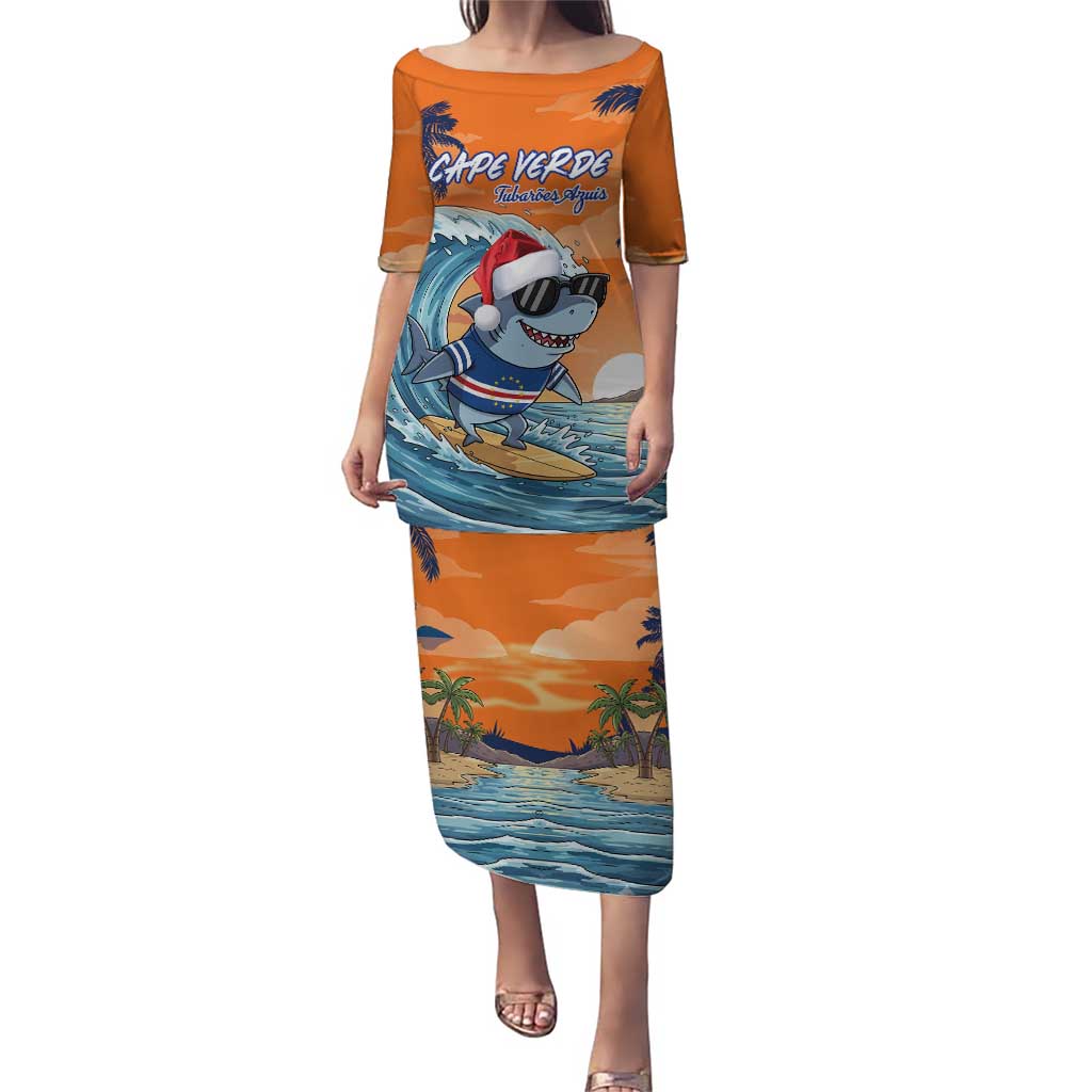 Cape Verde Christmas Puletasi Shark Surfing Holiday Beach Style - Wonder Print Shop
