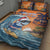 Cape Verde Christmas Quilt Bed Set Shark Surfing Holiday Beach Style - Wonder Print Shop