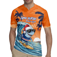 Cape Verde Christmas Rugby Jersey Shark Surfing Holiday Beach Style - Wonder Print Shop