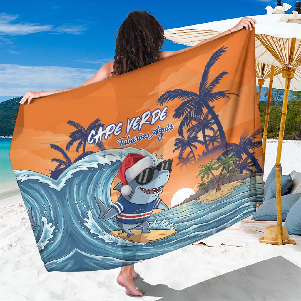 Cape Verde Christmas Sarong Shark Surfing Holiday Beach Style - Wonder Print Shop