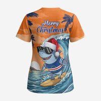 Cape Verde Christmas Scrub Top Shark Surfing Holiday Beach Style - Wonder Print Shop