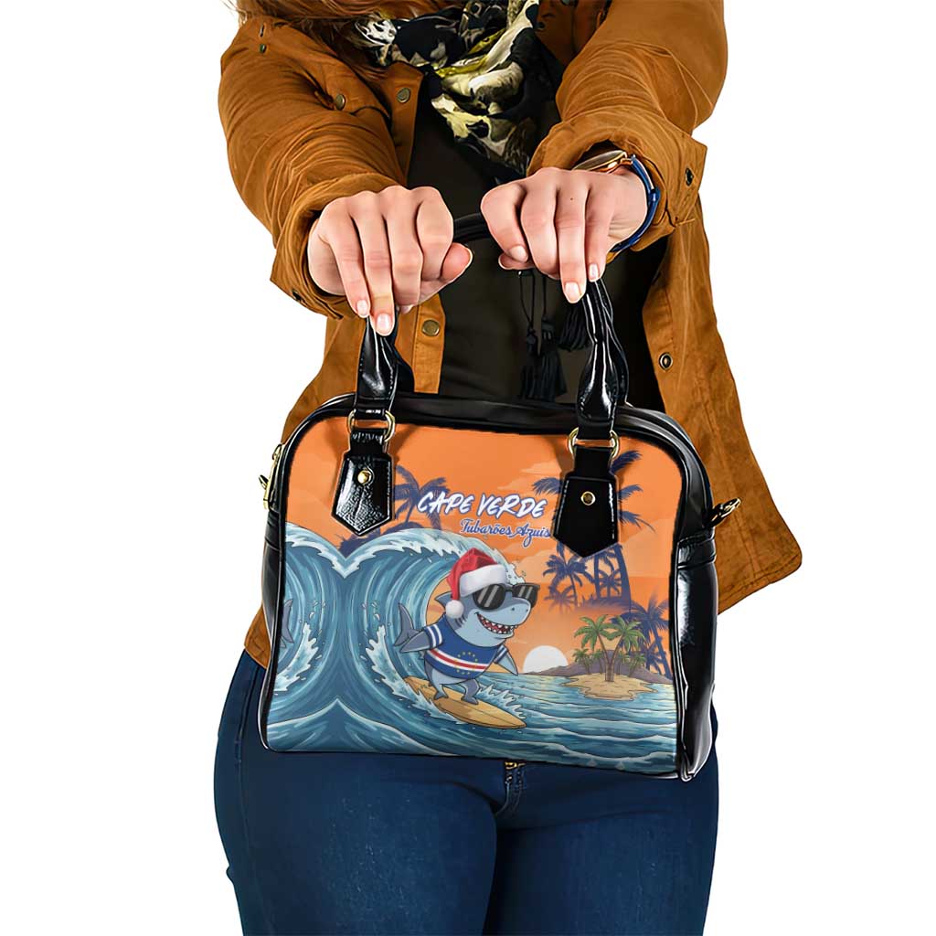 Cape Verde Christmas Shoulder Handbag Shark Surfing Holiday Beach Style - Wonder Print Shop
