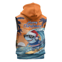 Cape Verde Christmas Sleeveless Hoodie Shark Surfing Holiday Beach Style - Wonder Print Shop
