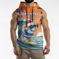 Cape Verde Christmas Sleeveless Hoodie Shark Surfing Holiday Beach Style - Wonder Print Shop