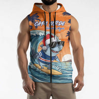 Cape Verde Christmas Sleeveless Zip Hoodie Shark Surfing Holiday Beach Style - Wonder Print Shop
