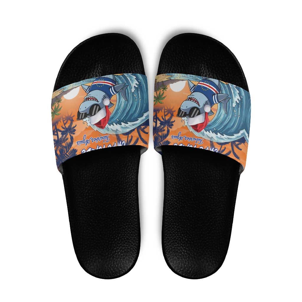 Cape Verde Christmas Slide Sandals Shark Surfing Holiday Beach Style - Wonder Print Shop