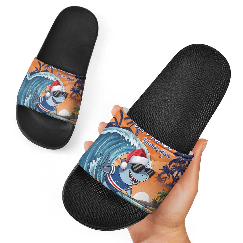Cape Verde Christmas Slide Sandals Shark Surfing Holiday Beach Style - Wonder Print Shop