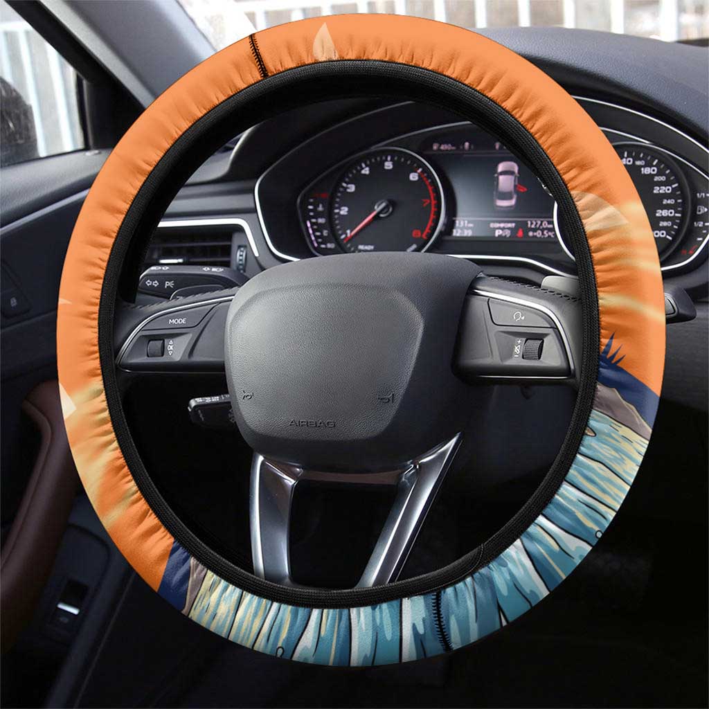 Cape Verde Christmas Steering Wheel Cover Shark Surfing Holiday Beach Style - Wonder Print Shop