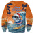 Cape Verde Christmas Sweatshirt Shark Surfing Holiday Beach Style - Wonder Print Shop