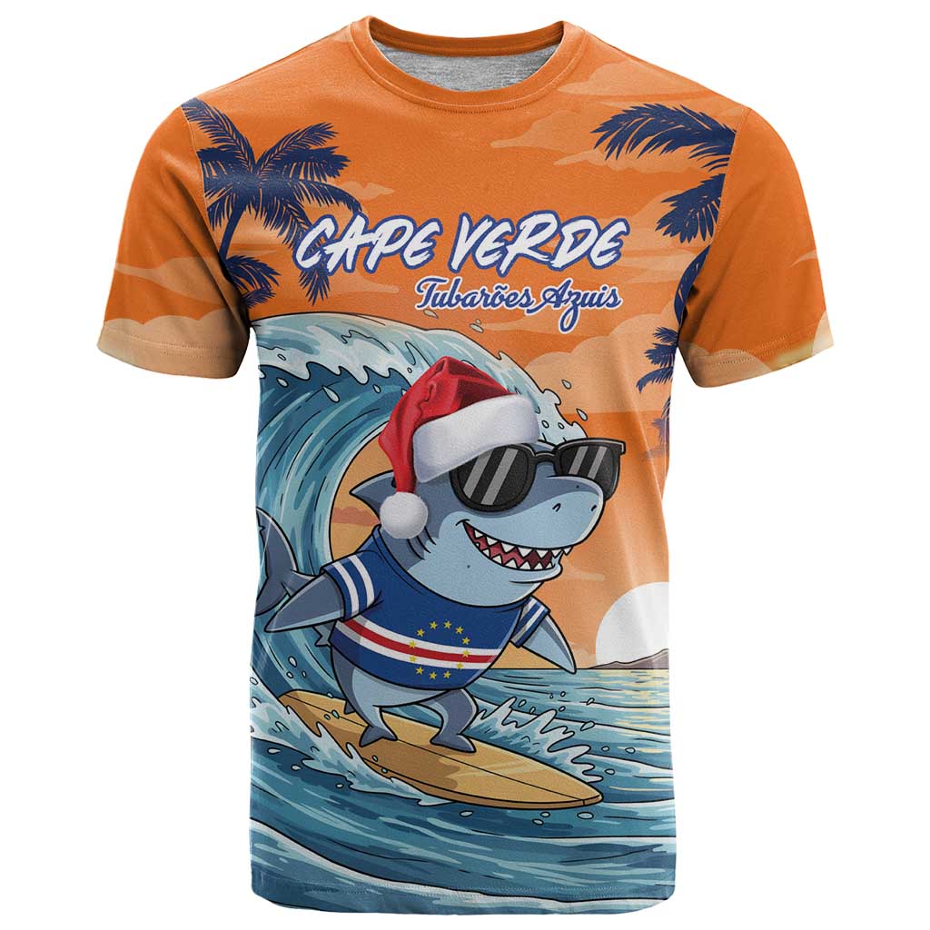 Cape Verde Christmas T Shirt Shark Surfing Holiday Beach Style - Wonder Print Shop