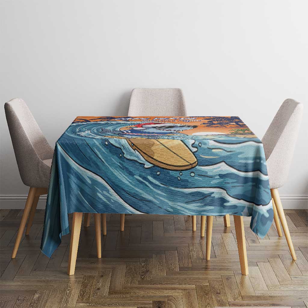 Cape Verde Christmas Tablecloth Shark Surfing Holiday Beach Style - Wonder Print Shop