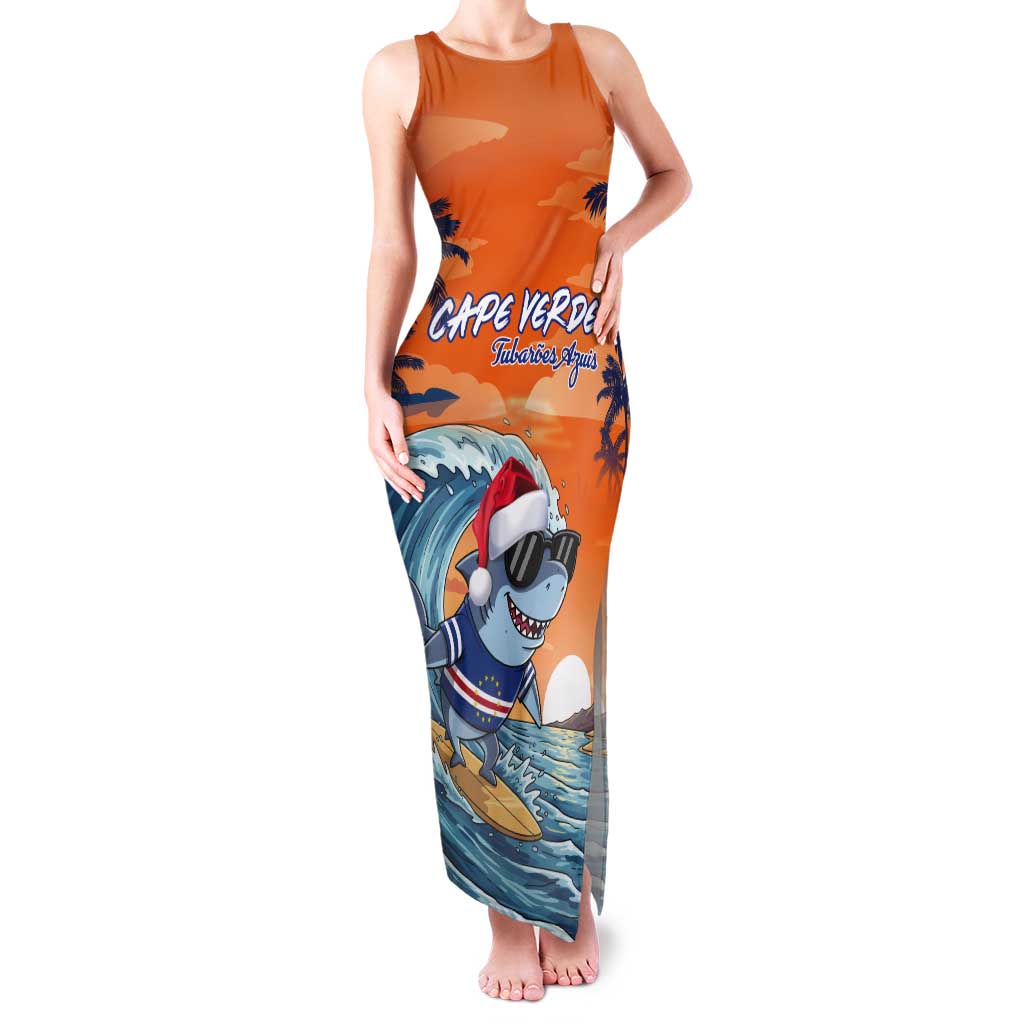 Cape Verde Christmas Tank Maxi Dress Shark Surfing Holiday Beach Style - Wonder Print Shop