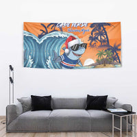 Cape Verde Christmas Tapestry Shark Surfing Holiday Beach Style - Wonder Print Shop