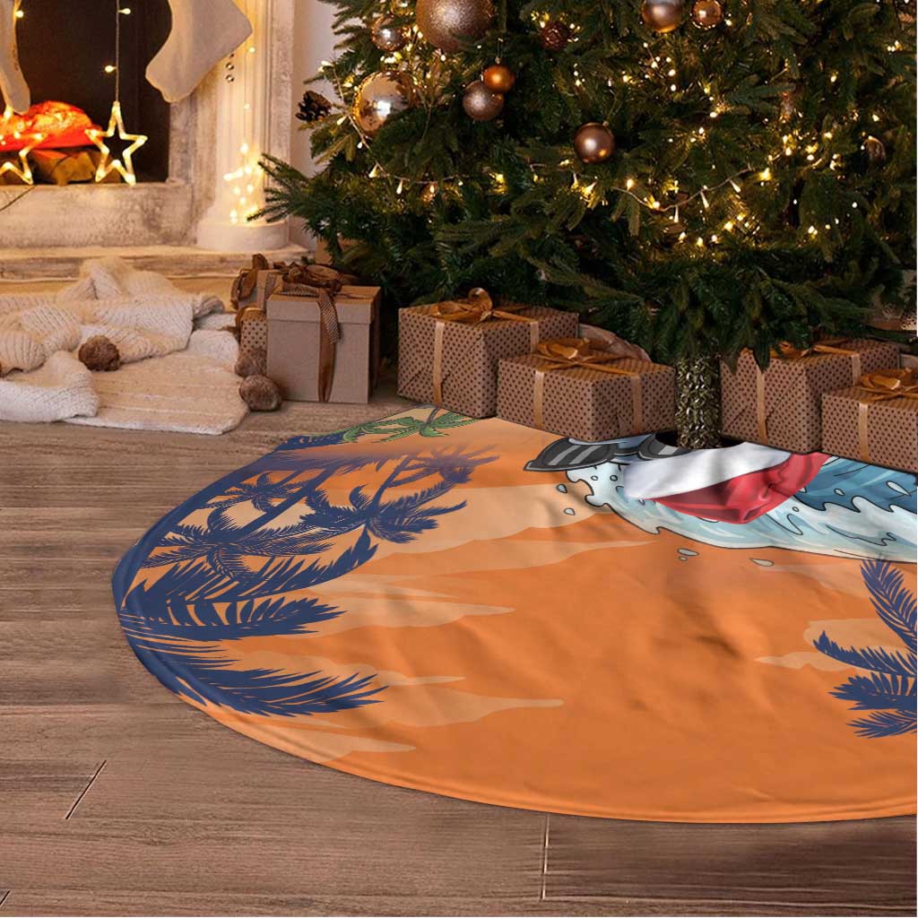 Cape Verde Christmas Tree Skirt Shark Surfing Holiday Beach Style - Wonder Print Shop