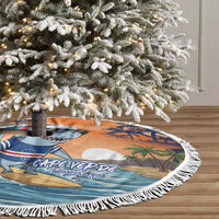 Cape Verde Christmas Tree Skirt Shark Surfing Holiday Beach Style - Wonder Print Shop