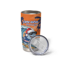 Cape Verde Christmas Tumbler Cup Shark Surfing Holiday Beach Style - Wonder Print Shop
