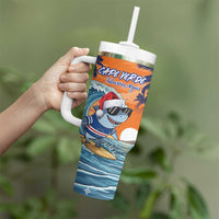 Cape Verde Christmas Tumbler With Handle Shark Surfing Holiday Beach Style - Wonder Print Shop
