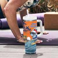 Cape Verde Christmas Tumbler With Handle Shark Surfing Holiday Beach Style - Wonder Print Shop