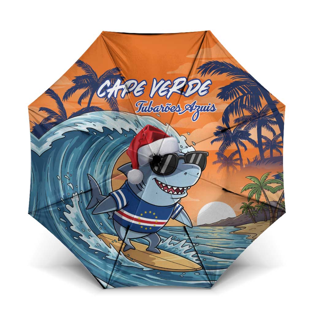 Cape Verde Christmas Umbrella Shark Surfing Holiday Beach Style - Wonder Print Shop