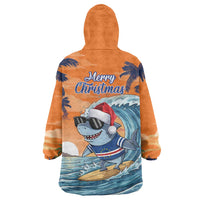 Cape Verde Christmas Wearable Blanket Hoodie Shark Surfing Holiday Beach Style - Wonder Print Shop
