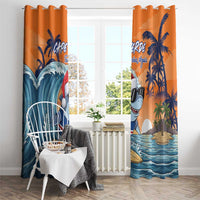 Cape Verde Christmas Window Curtain Shark Surfing Holiday Beach Style - Wonder Print Shop