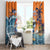 Cape Verde Christmas Window Curtain Shark Surfing Holiday Beach Style - Wonder Print Shop