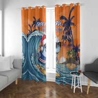 Cape Verde Christmas Window Curtain Shark Surfing Holiday Beach Style - Wonder Print Shop
