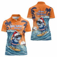 Cape Verde Christmas Women Polo Shirt Shark Surfing Holiday Beach Style - Wonder Print Shop