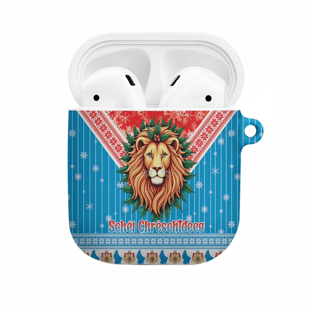 Luxembourg Christmas AirPods Case Schei Chreschtdeeg Xmas Pattern - Wonder Print Shop