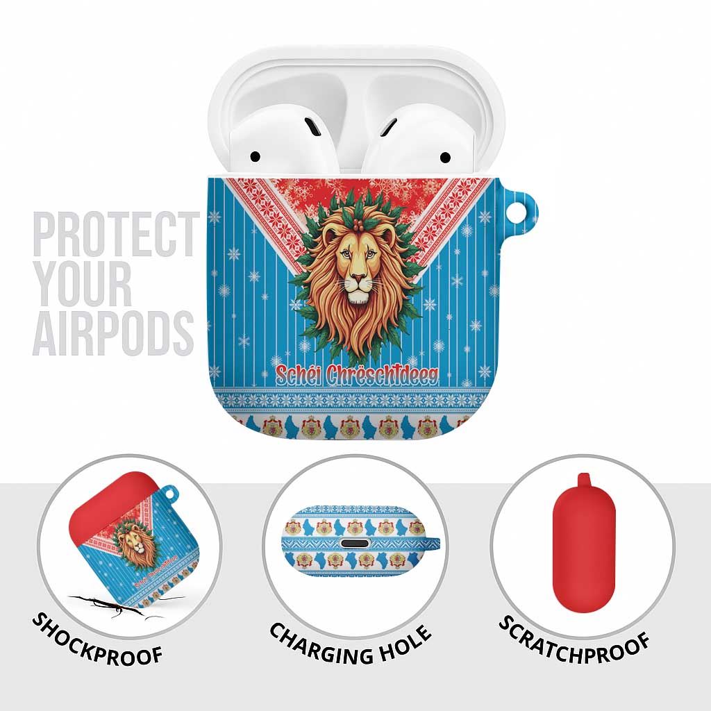 Luxembourg Christmas AirPods Case Schei Chreschtdeeg Xmas Pattern - Wonder Print Shop