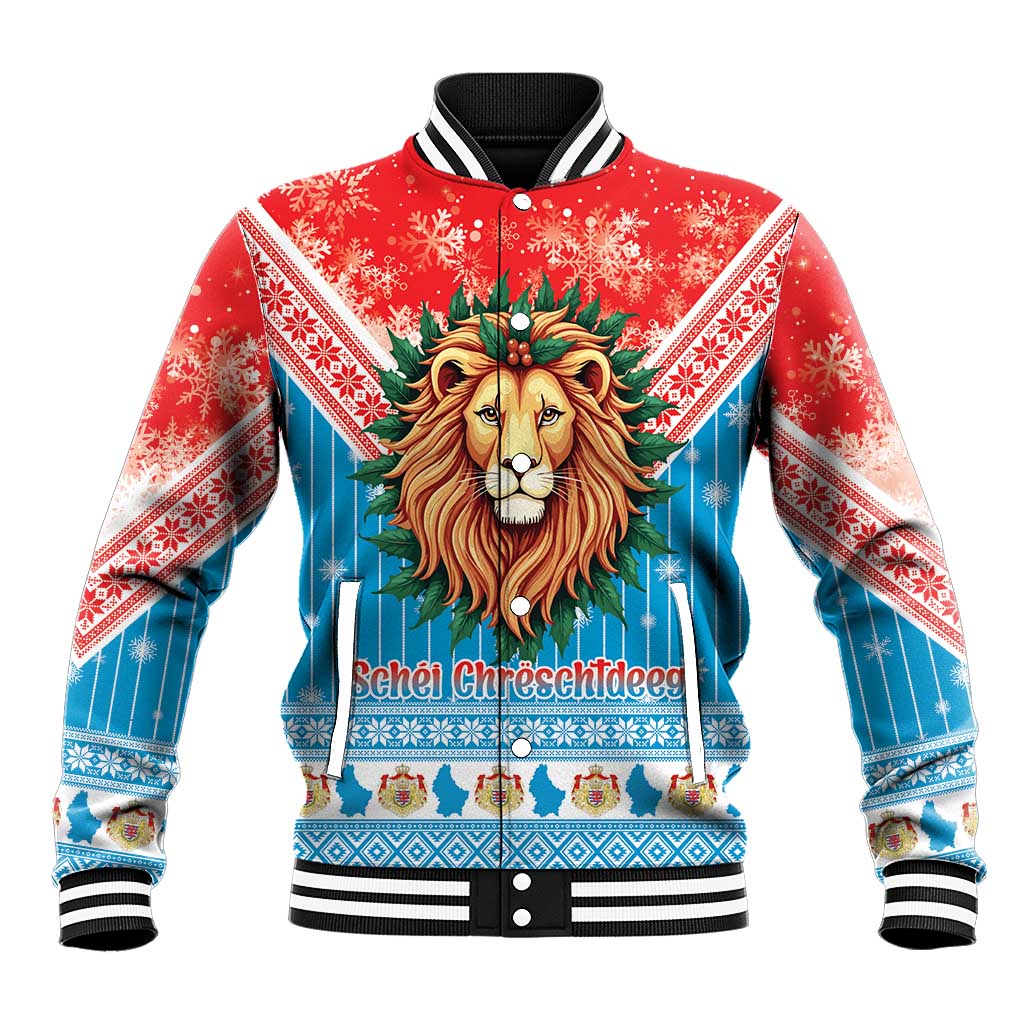 Luxembourg Christmas Baseball Jacket Schei Chreschtdeeg Xmas Pattern - Wonder Print Shop