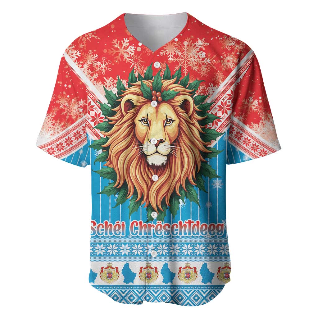 Luxembourg Christmas Baseball Jersey Schei Chreschtdeeg Xmas Pattern - Wonder Print Shop