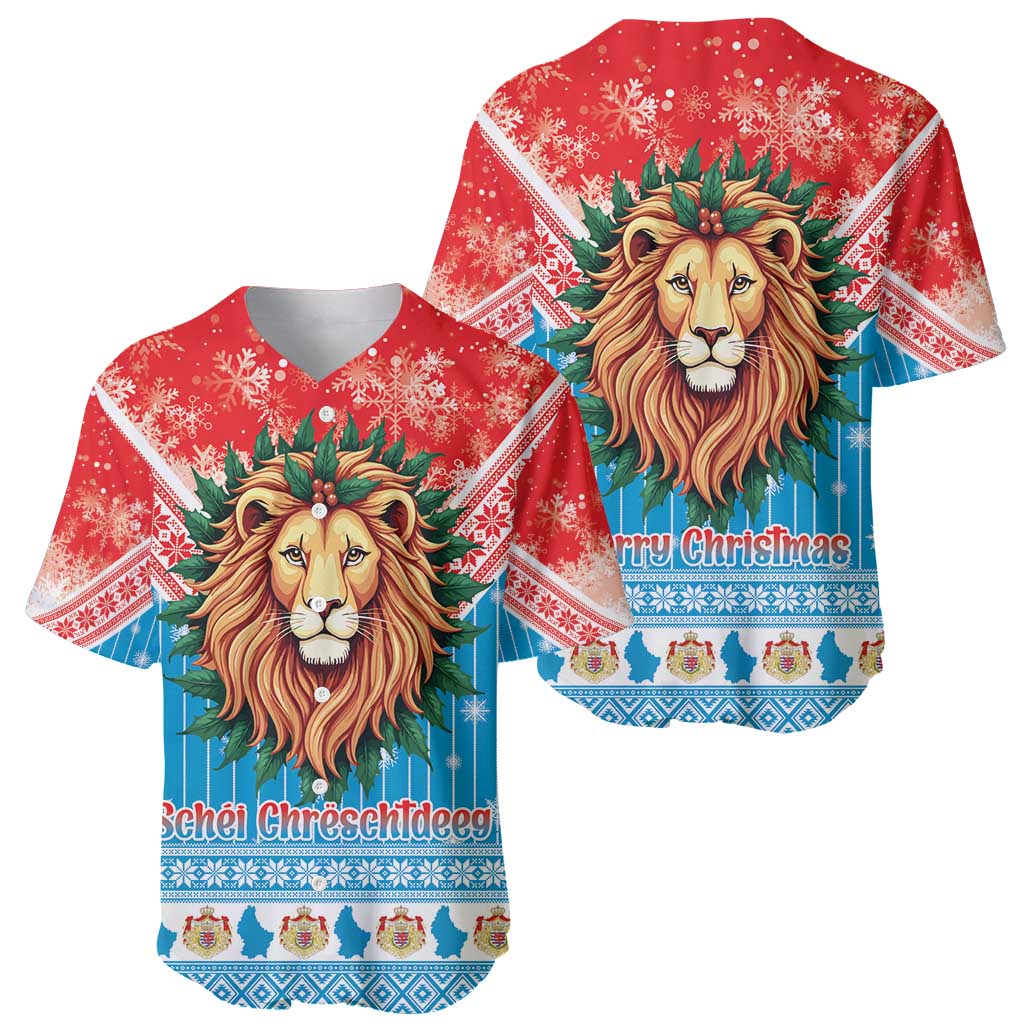 Luxembourg Christmas Baseball Jersey Schei Chreschtdeeg Xmas Pattern - Wonder Print Shop