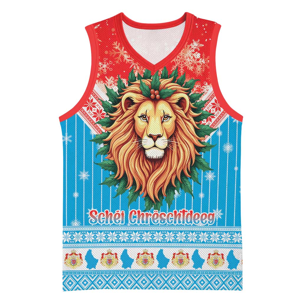 Luxembourg Christmas Basketball Jersey Schei Chreschtdeeg Xmas Pattern - Wonder Print Shop