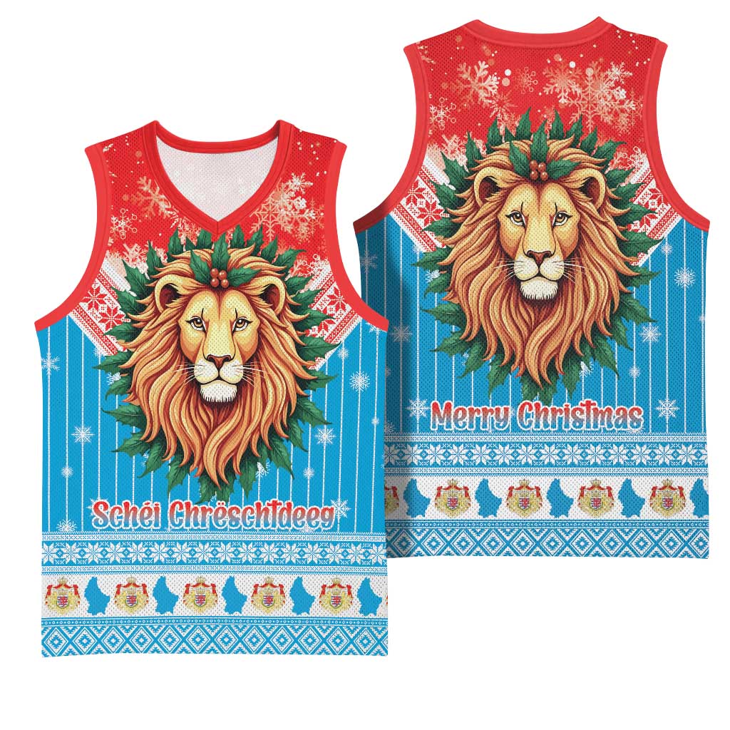 Luxembourg Christmas Basketball Jersey Schei Chreschtdeeg Xmas Pattern - Wonder Print Shop