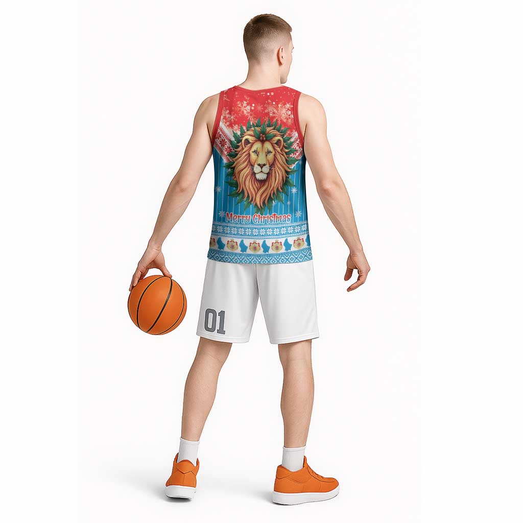 Luxembourg Christmas Basketball Jersey Schei Chreschtdeeg Xmas Pattern - Wonder Print Shop