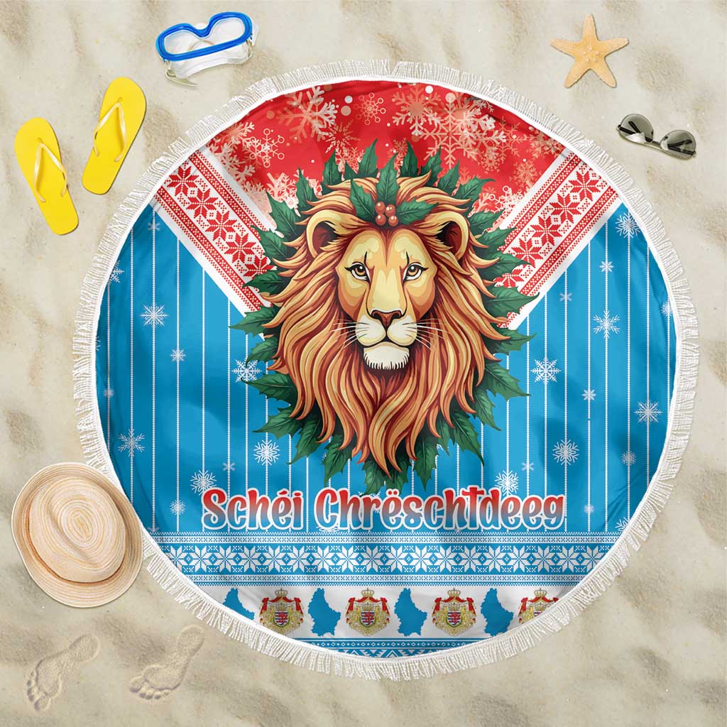 Luxembourg Christmas Beach Blanket Schei Chreschtdeeg Xmas Pattern - Wonder Print Shop