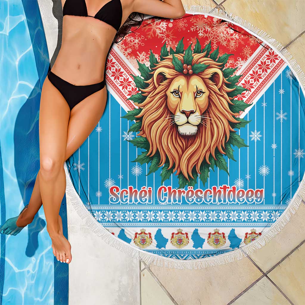 Luxembourg Christmas Beach Blanket Schei Chreschtdeeg Xmas Pattern - Wonder Print Shop