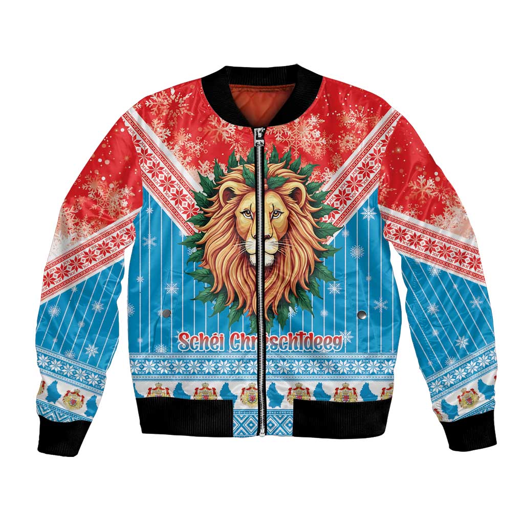 Luxembourg Christmas Bomber Jacket Schei Chreschtdeeg Xmas Pattern - Wonder Print Shop