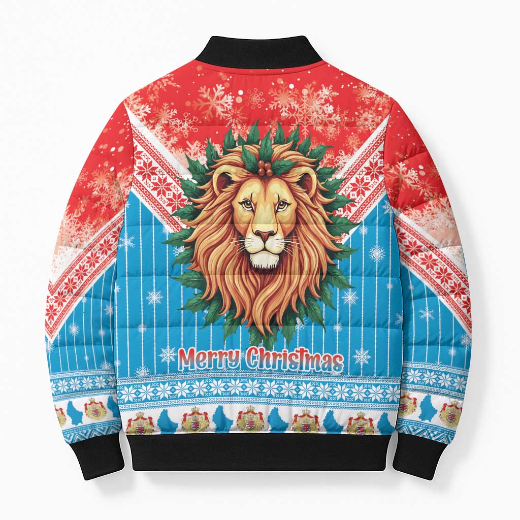Luxembourg Christmas Bomber Puffer Jacket Schei Chreschtdeeg Xmas Pattern - Wonder Print Shop