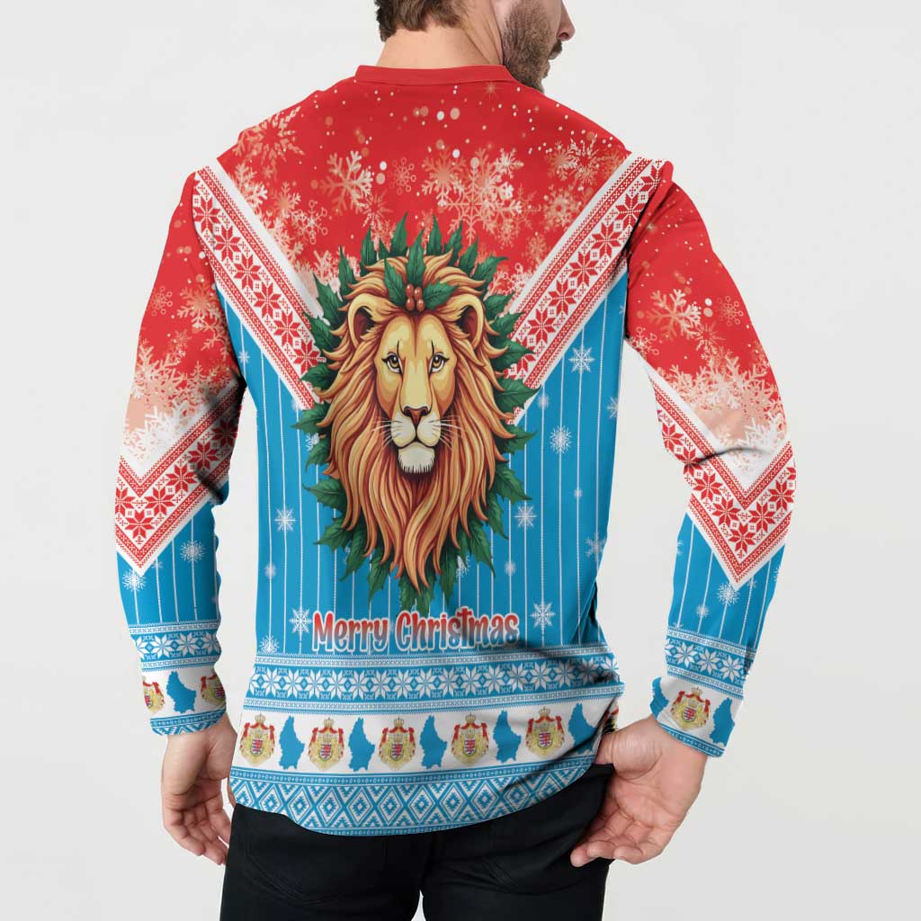 Luxembourg Christmas Button Sweatshirt Schei Chreschtdeeg Xmas Pattern - Wonder Print Shop